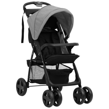vidaXL Kinderwagen 2-in-1 staal lichtgrijs en zwart afbeelding2 - 1