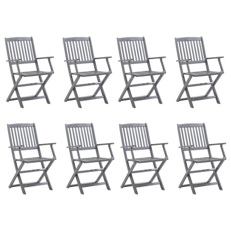 vidaXL Tuinstoelen 8 st inklapbaar met kussens massief acaciahout afbeelding2 - 1