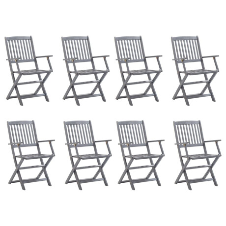 vidaXL Tuinstoelen 8 st inklapbaar met kussens massief acaciahout afbeelding2 - 1