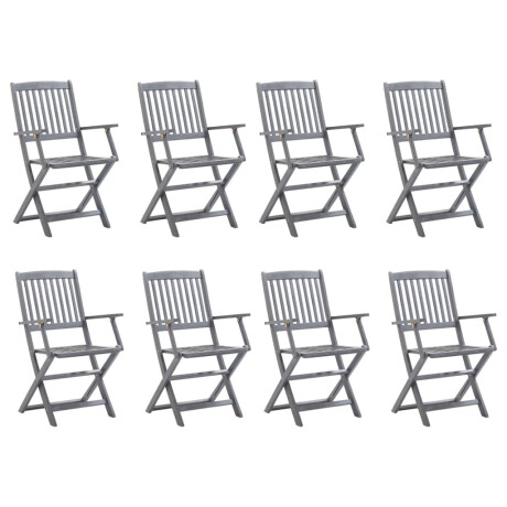 vidaXL Tuinstoelen 8 st inklapbaar met kussens massief acaciahout afbeelding2 - 1