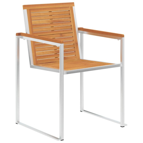 vidaXL Tuinstoelen 6 st massief acaciahout en roestvrij staal afbeelding2 - 1