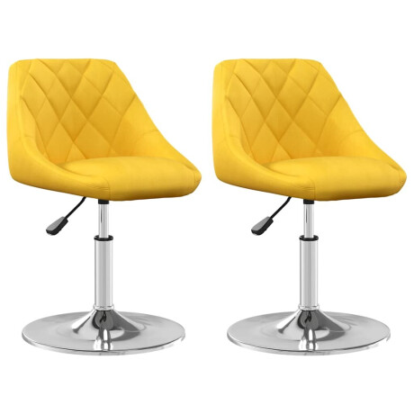 vidaXL Eetkamerstoelen draaibaar 2 st fluweel mosterdgeel afbeelding2 - 1