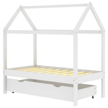 vidaXL Kinderbedframe met lade massief grenenhout 70x140 cm wit afbeelding2 - 1