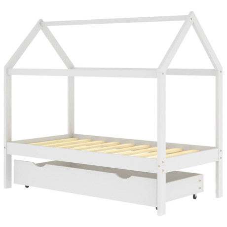 vidaXL Kinderbedframe met lade massief grenenhout wit 80x160 cm afbeelding2 - 1