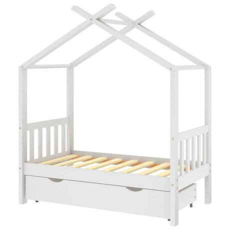 vidaXL Kinderbedframe met lade massief grenenhout 70x140 cm wit afbeelding2 - 1