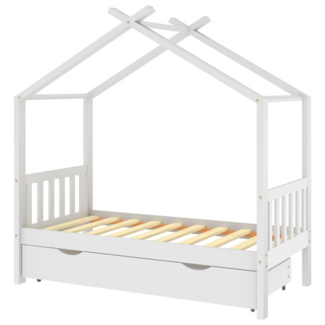 vidaXL Kinderbedframe met lade massief grenenhout wit 80x160 cm afbeelding2 - 1