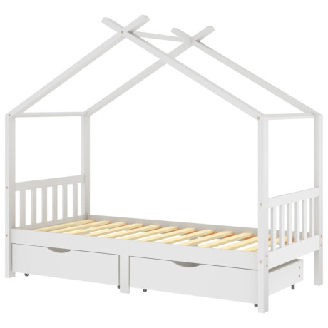 vidaXL Kinderbedframe met lades massief grenenhout 90x200 cm wit afbeelding2 - 1