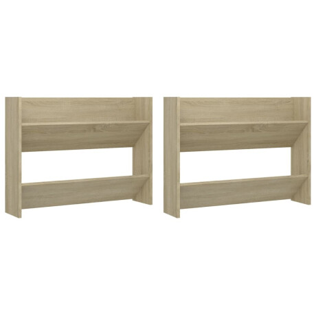 vidaXL Wandschoenenkasten 2 st 80x18x60 cm spaanplaat sonoma eiken afbeelding2 - 1