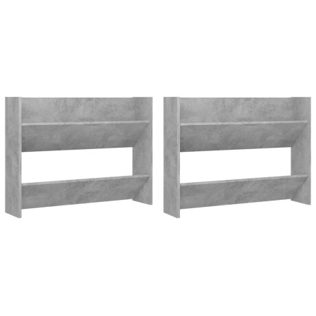 vidaXL Wandschoenenkasten 2 st 80x18x60 cm spaanplaat betongrijs afbeelding2 - 1