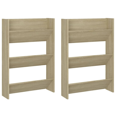 vidaXL Wandschoenenkasten 2 st 60x18x90 cm spaanplaat sonoma eiken afbeelding2 - 1