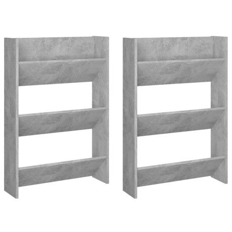 vidaXL Wandschoenenkasten 2 st 60x18x90 cm spaanplaat betongrijs afbeelding2 - 1