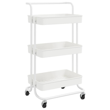 vidaXL Keukentrolley 3-laags 42x35x85 cm ijzer en ABS wit afbeelding2 - 1