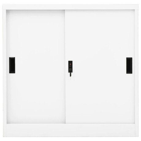 vidaXL Kantoorkast met schuifdeuren 90x40x90 cm staal wit afbeelding2 - 1