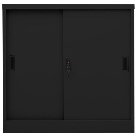 vidaXL Kantoorkast met schuifdeuren 90x40x90 cm staal zwart afbeelding2 - 1