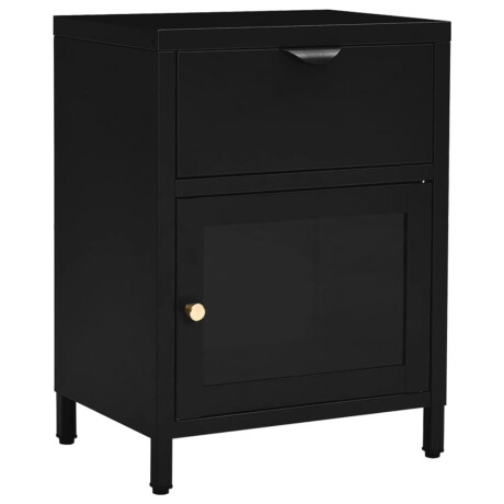 vidaXL Nachtkastje 40x30x54,5 cm staal en glas zwart afbeelding2 - 1