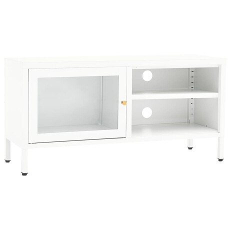 vidaXL Tv-meubel 90x30x44 cm staal en glas wit afbeelding2 - 1