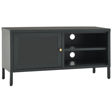 vidaXL Tv-meubel 90x30x44 cm staal en glas antracietkleurig afbeelding2 - 1