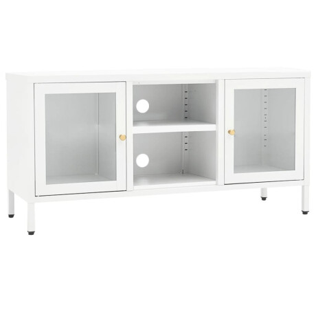 vidaXL Tv-meubel 105x35x52 cm staal en glas wit afbeelding2 - 1