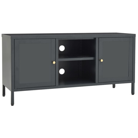 vidaXL Tv-meubel 105x35x52 cm staal en glas antracietkleurig afbeelding2 - 1