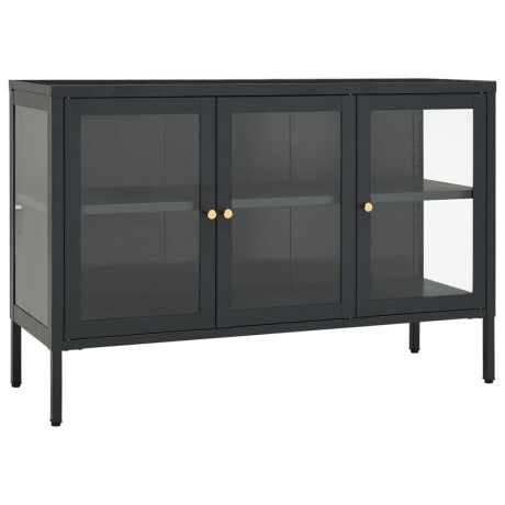 vidaXL Dressoir 105x35x70 cm staal en glas antracietkleurig afbeelding2 - 1