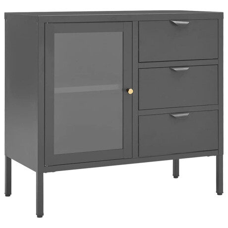 vidaXL Dressoir 75x35x70 cm staal en gehard glas antracietkleurig afbeelding2 - 1