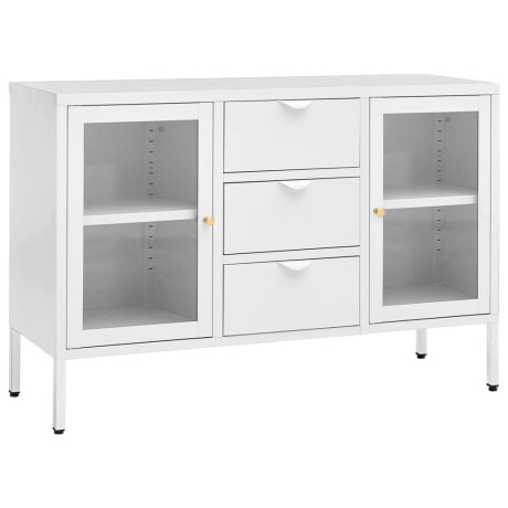 vidaXL Dressoir 105x35x70 cm staal en gehard glas wit afbeelding2 - 1