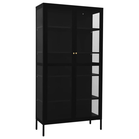 vidaXL Vitrinekast 90x40x180 cm staal en gehard glas zwart afbeelding2 - 1
