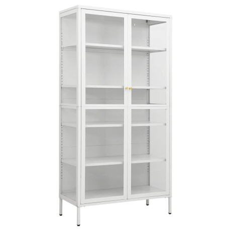 vidaXL Vitrinekast 90x40x180 cm staal en gehard glas wit afbeelding2 - 1