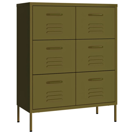 vidaXL Ladekast 80x35x101,5 cm staal olijfgroen afbeelding2 - 1