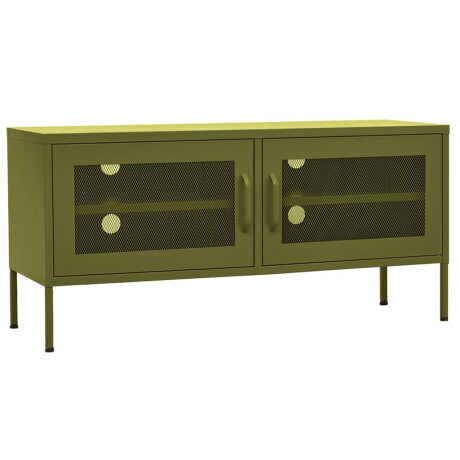 vidaXL Tv-meubel 105x35x50 cm staal olijfgroen afbeelding2 - 1