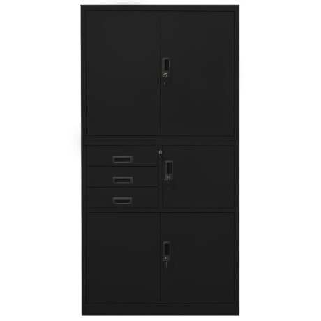 vidaXL Kantoorkast 90x40x180 cm staal zwart afbeelding2 - 1