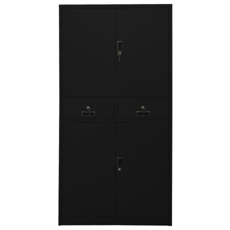 vidaXL Kantoorkast 90x40x180 cm staal zwart afbeelding2 - 1