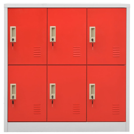 vidaXL Lockerkast 90x45x92,5 cm staal lichtgrijs en rood afbeelding2 - 1