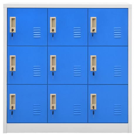 vidaXL Lockerkast 90x45x92,5 cm staal lichtgrijs en blauw afbeelding2 - 1