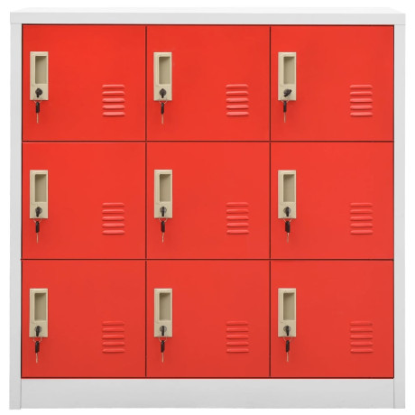 vidaXL Lockerkast 90x45x92,5 cm staal lichtgrijs en rood afbeelding2 - 1