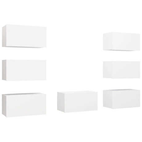 vidaXL Tv-meubelen 7 st 30,5x30x60 cm bewerkt hout wit afbeelding2 - 1