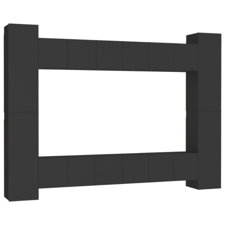 vidaXL 10-delige Tv-meubelset spaanplaat zwart afbeelding2 - 1