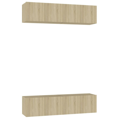 vidaXL Tv-meubelen 4 st 60x30x30 cm bewerkt hout sonoma eikenkleurig afbeelding2 - 1