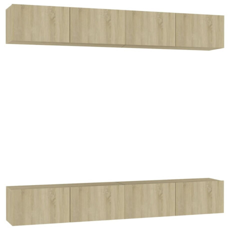 vidaXL Tv-meubelen 4 st 100x30x30 cm bewerkt hout sonoma eikenkleurig afbeelding2 - 1