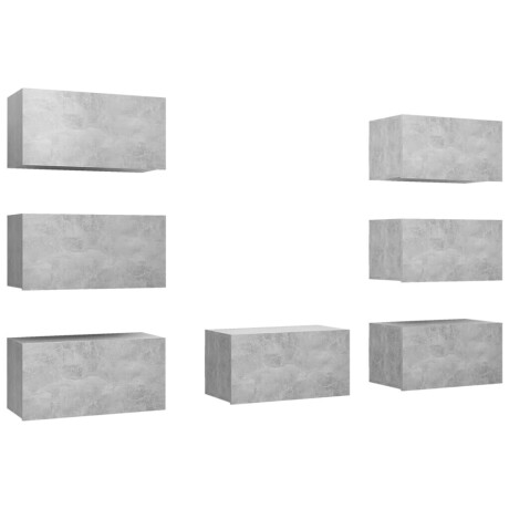 vidaXL Tv-meubelen 7 st 30,5x30x60 cm bewerkt hout betongrijs afbeelding2 - 1