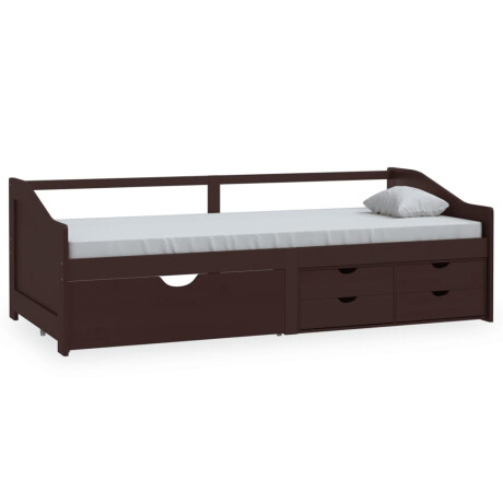vidaXL Bedbank 3-zits met lades grenenhout donkerbruin 90x200 cm afbeelding2 - 1