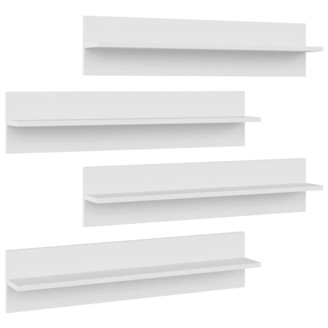 vidaXL Wandschappen 4 st 80x11,5x18 cm bewerkt hout wit afbeelding2 - 1