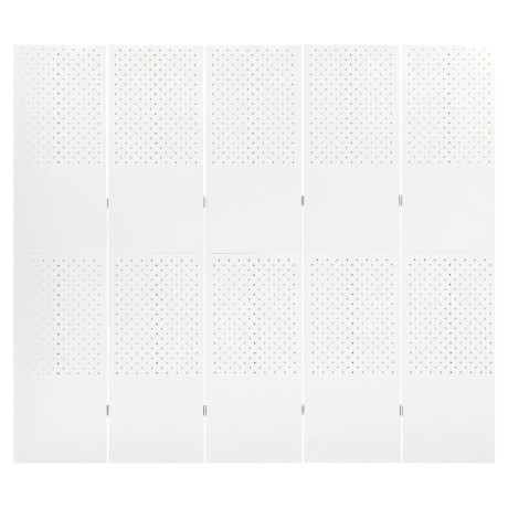 vidaXL Kamerscherm met 5 panelen 200x180 cm staal wit afbeelding2 - 1