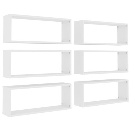 vidaXL Wandschappen kubus 6 st 60x15x23 cm spaanplaat wit afbeelding2 - 1