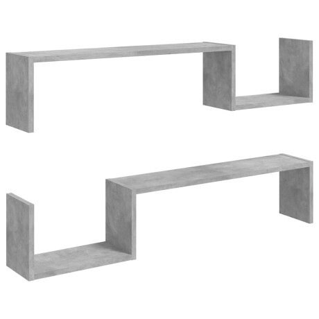 vidaXL Wandschappen 2 st 100x15x20 cm bewerkt hout betongrijs afbeelding2 - 1