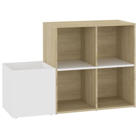 vidaXL Opbergkast 105x35,5x70 cm bewerkt hout wit en sonoma eikenkleur afbeelding2 - 1