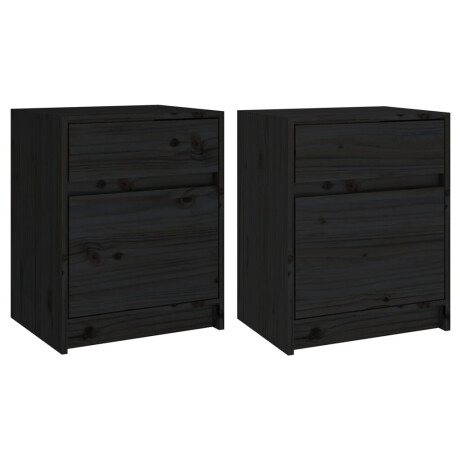 vidaXL Nachtkastjes 2 st 40x31x50 cm massief grenenhout zwart afbeelding2 - 1