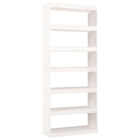 vidaXL Boekenkast/kamerscherm 80x30x199,5 cm massief grenenhout wit afbeelding2 - 1