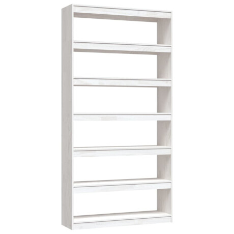 vidaXL Boekenkast/kamerscherm 100x30x200 cm massief grenenhout wit afbeelding2 - 1