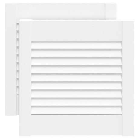 vidaXL Kastdeuren met lamellen 2 st 39,5x39,4 cm grenenhout wit afbeelding2 - 1